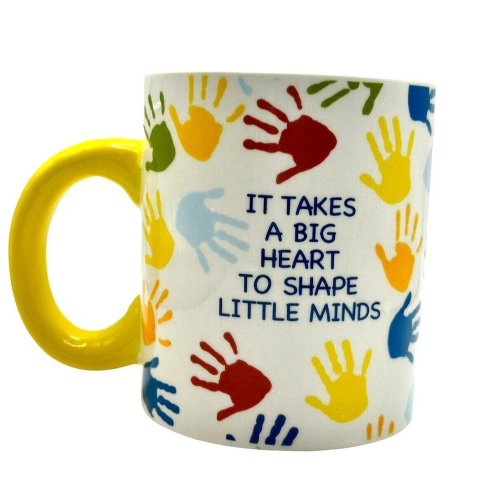 Secret Celebrity Large Mug Teacher Handprint Multi Colored Coffee Tea Cup 16 oz